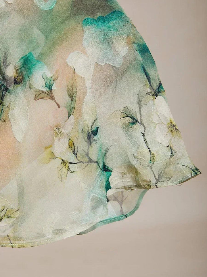 Chiffon Pants and Floral Layered Blouse Pant Suits
