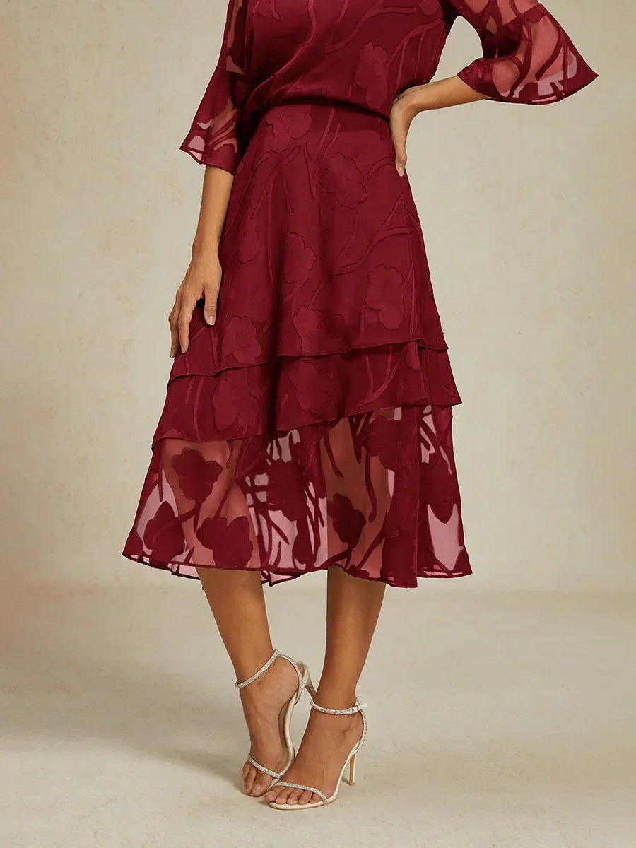 Floral Chiffon Midi Skirt