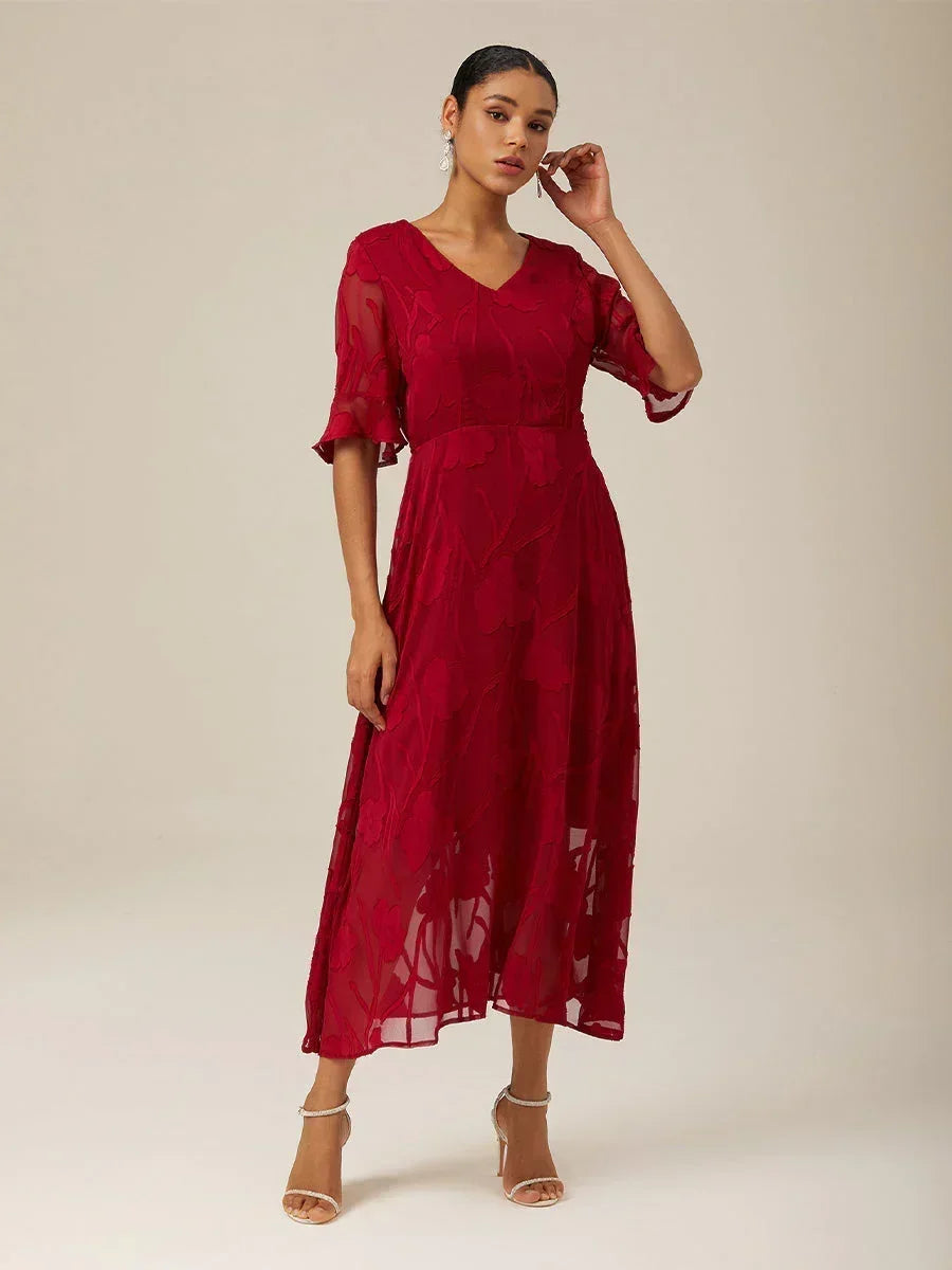 Floral Midi Semi Formal Dress