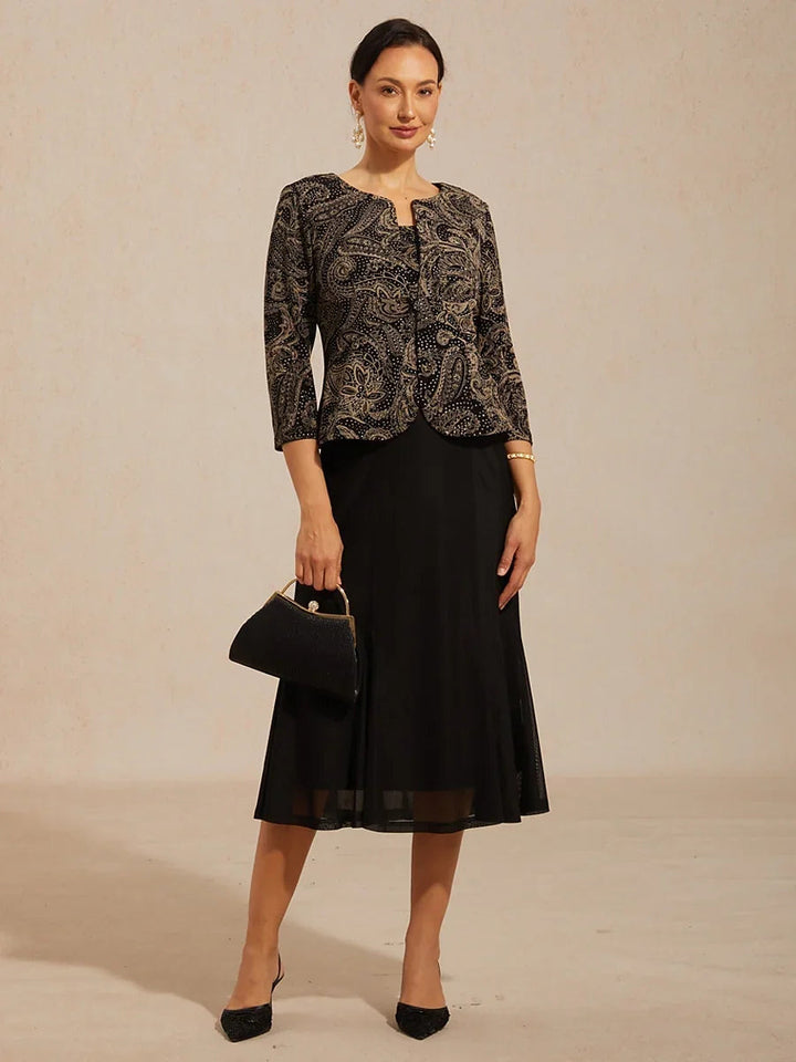 Paisley Jacket Dress with Subtle Sequin Detail