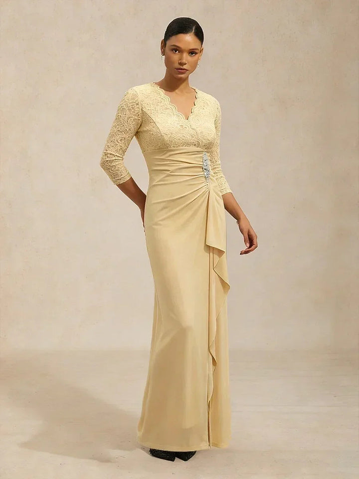 Lace A-Line Empire Waist Dress with Beaded Detail