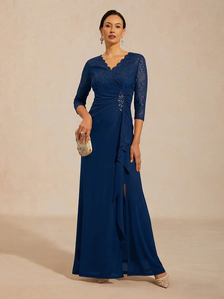 Lace A-Line Empire Waist Dress with Beaded Detail