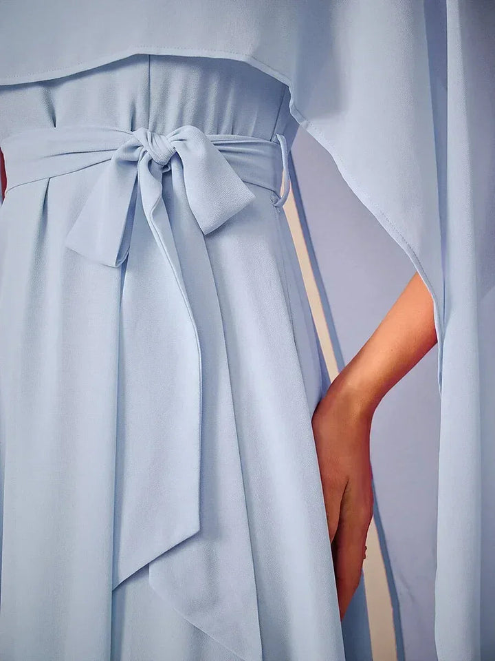 Two-Way Sheer Chiffo Cape Dress