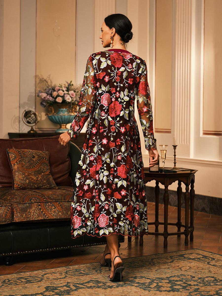 A-line Dress With Embroidered Lace Jacket