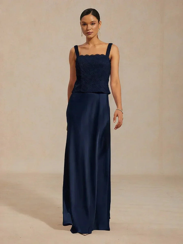 A-Line Lace Jacket Dress with Satin Slip