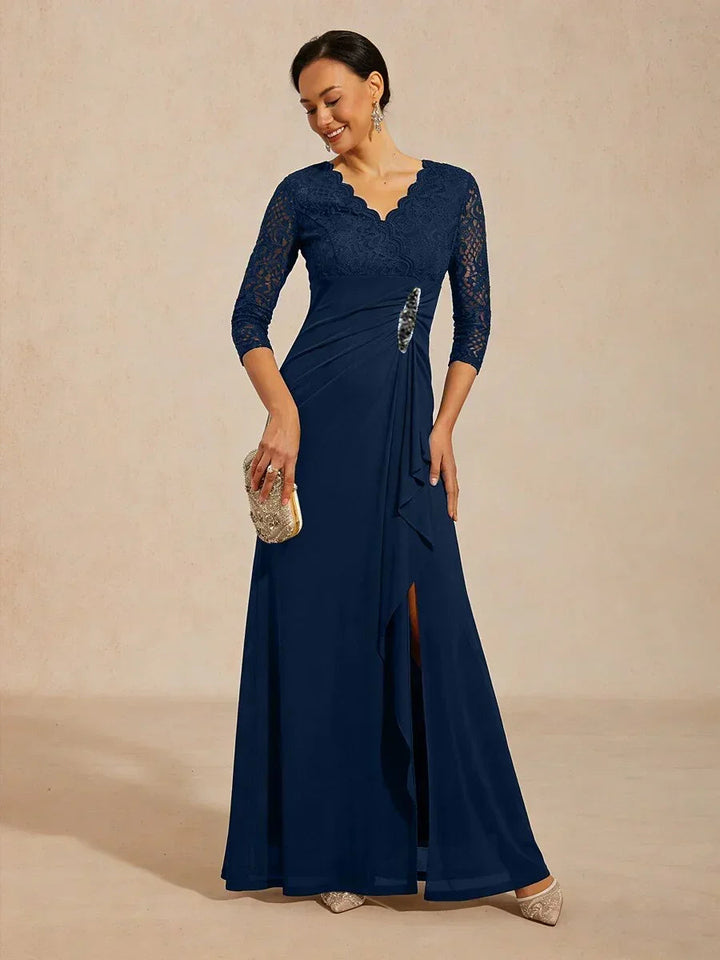 Lace A-Line Empire Waist Dress with Beaded Detail