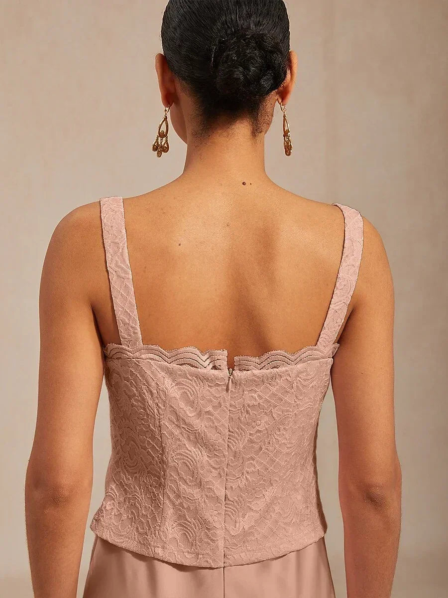 A-Line Lace Jacket Dress with Satin Slip